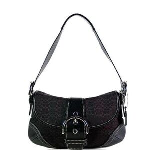 Coach Black Shoulder Bag with Silver Accents